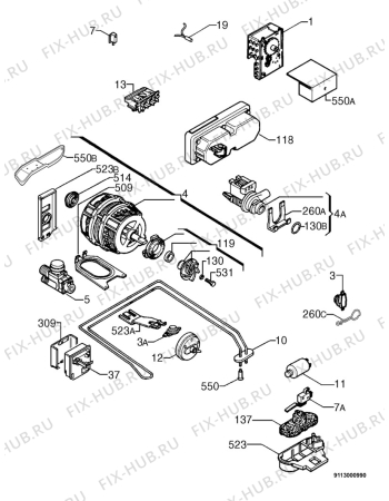 Взрыв-схема посудомоечной машины Zanussi DW4936 - Схема узла Electrical equipment 268